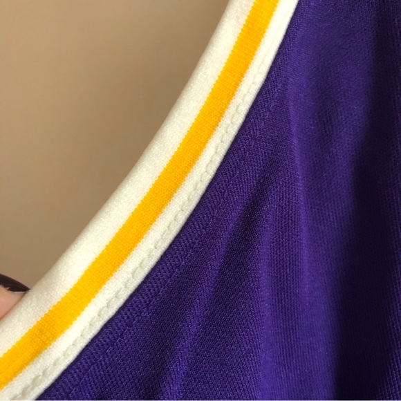 Vintage ’80s Lakers Magic Johnson Sand-Knit Medalist Purple Basketball Jersey - Picture 8 of 9